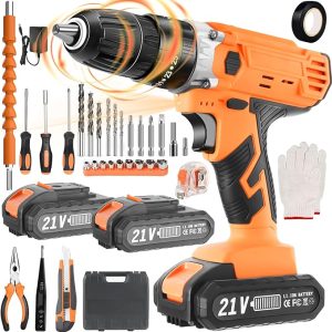 Taladro inalámbrico de 21V con 3 Modos de Atornillado/Taladrado/Impacto,